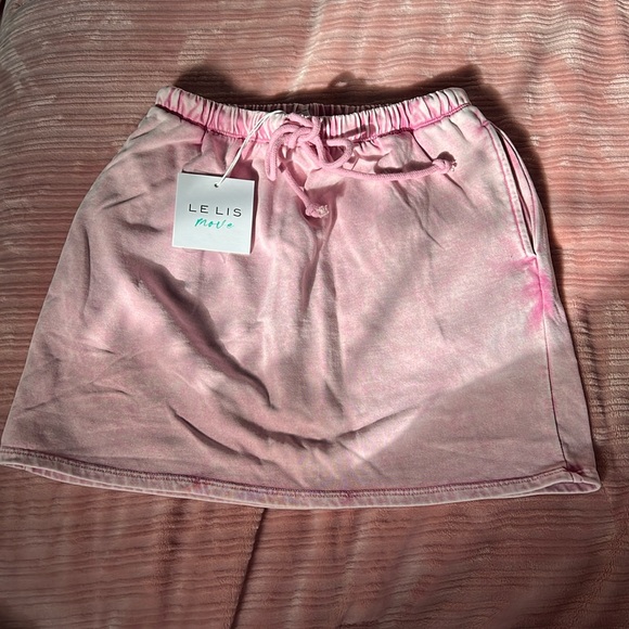 Le Lis Dresses & Skirts - Le Lis Pink Acid Wash Drawstring Cotton Skirt in Pink
